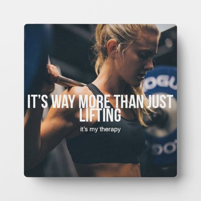 Placa Expositora Levantar es mi terapia - El entrenamiento del gimn (Frente)
