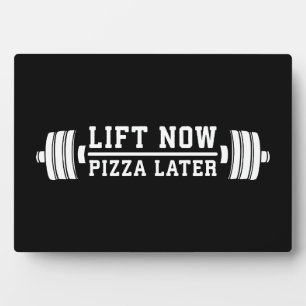 Placa Expositora Levántate Ahora, Pizza Después, Barbell - Gracioso