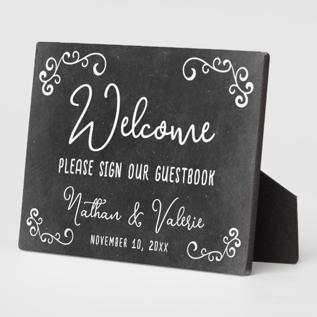 Placa Expositora Libro de bienvenida del Boda Chalkboard Farm Style (Lado)