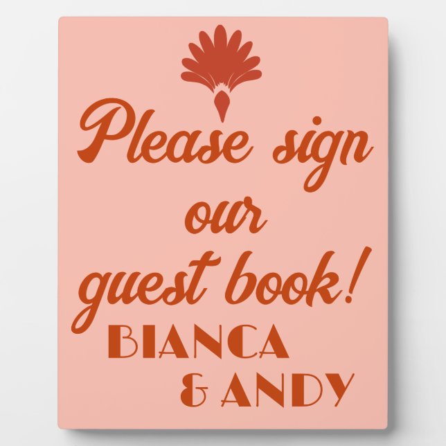 Placa Expositora Libro de firmas de invitados de los locos años vei (Frente)