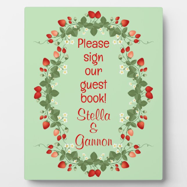 Placa Expositora Libro de invitado de fresas de verano delicioso (Frente)