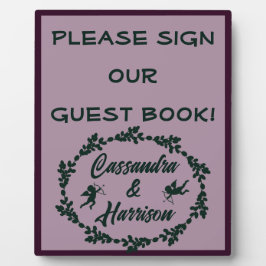 Placa Expositora Libro de invitados de Boda hondo púrpura