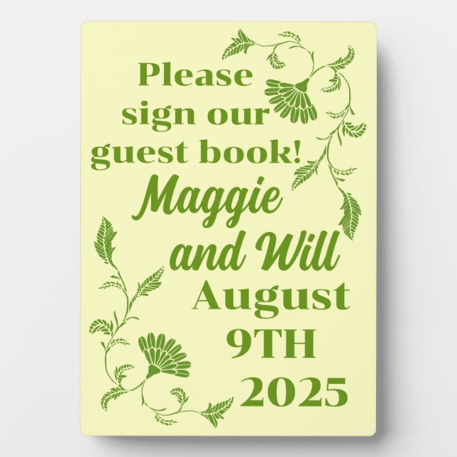 Placa Expositora Libro de invitados Edwardian Garden Wedding (Frente)