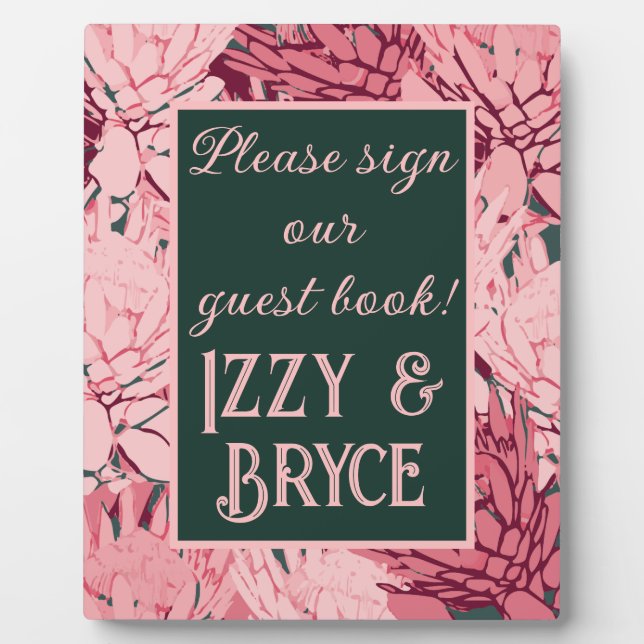 Placa Expositora Libro de invitados sobre las flores abstractas ver (Frente)