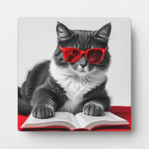 Placa Expositora Libro de lectura de gatos