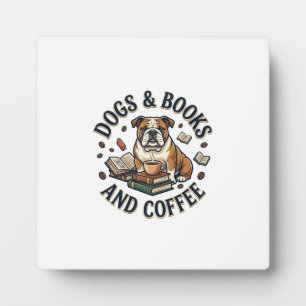 Placa Expositora Libros de perros Café Bulldog Taza apilada_1