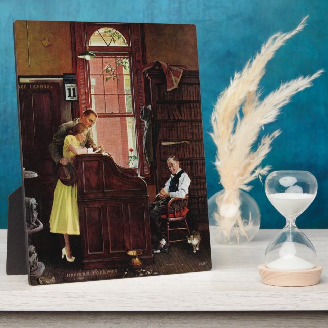 Placa Expositora Licencia matrimonial de Norman Rockwell (Lado)