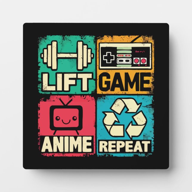 Placa Expositora Lift, Game, Anime, Repetir (Frente)