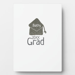 Placa Expositora Límite de graduación plateado purpurina añadir nom