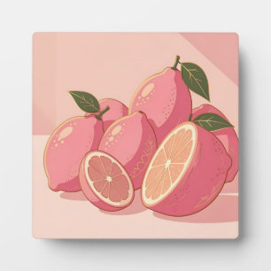 Placa Expositora Limón Rosa Moderno Femenino Cítrico