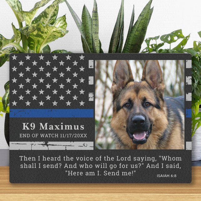 Placa Expositora Línea Azul Delgada Memorial del Perro Policía K9 O (Subido por el creador)
