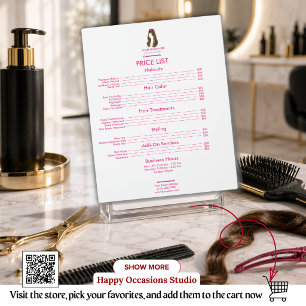 Placa Expositora Lista de Precios de Peluquería Personalizada