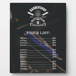 Placa Expositora Lista de precios del logotipo de Barbershop Profes