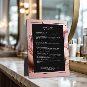 Placa Expositora Lista de precios del salón de belleza Blush Pink