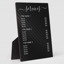Placa Expositora Lista moderna de precios profesionales para empres
