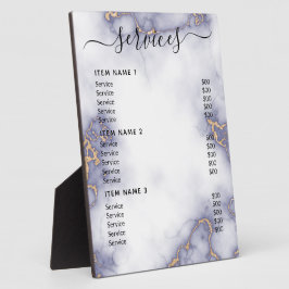 Placa Expositora Lista moderna de precios profesionales para empres