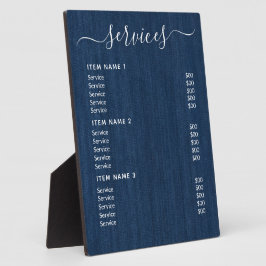 Placa Expositora Lista moderna de precios profesionales para empres