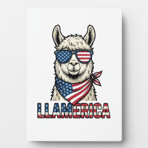 Placa Expositora Llamerica Llama Patriótico Diseño Vector Vintage_1