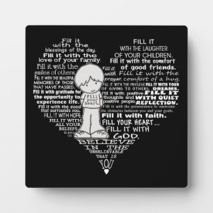 Placa Expositora Llena tu corazón - Letras blancas