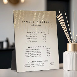 Placa Expositora Lluvia dorada | Presentación de precios y servicio