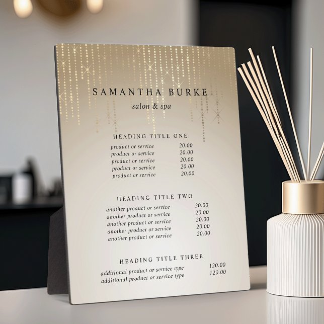 Placa Expositora Lluvia dorada | Presentación de precios y servicio (Subido por el creador)