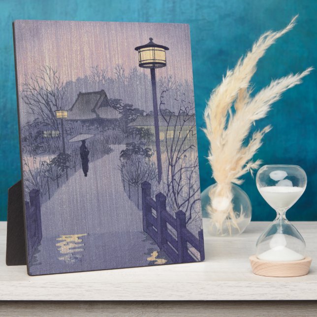 Placa Expositora Lluvia en el camino a Shinobazu en Japón (Lado)