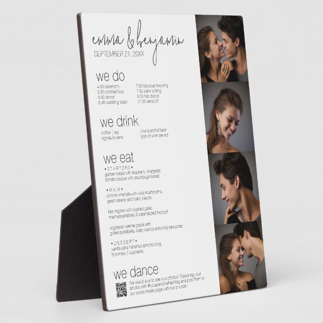 Placa Expositora Lo Hacemos - Todo En Un BW - QR - 4 Fotos - Boda (Lado)