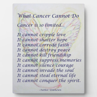 Placa Expositora Lo que el cáncer no puede hacer poema Angel Pintur