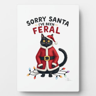 Placa Expositora Lo siento Santa he sido feroz Gato negro Navidad F