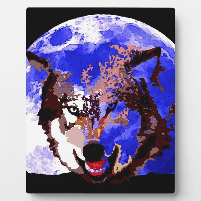 Placa Expositora Lobo y luna llena (Frente)