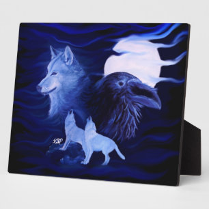 Placa Expositora Lobos y Raven con luna llena
