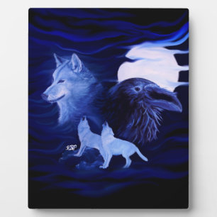 Placa Expositora Lobos y Raven con luna llena