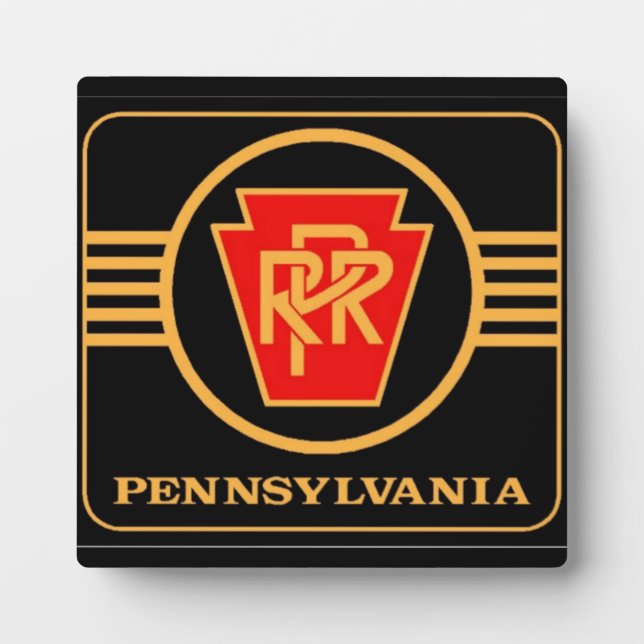 Placa Expositora Logo del Ferrocarril de Pensilvania, negro y oro (Frente)