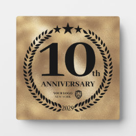 Placa Expositora Logotipo comercial del décimo aniversario del oro