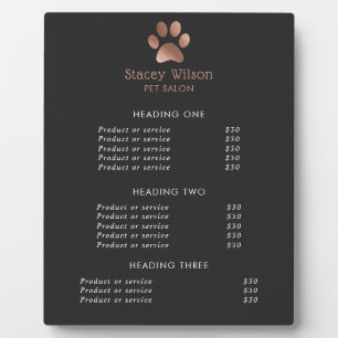 Placa Expositora Logotipo De Impresión Faux Rosa Paw Y Carbón