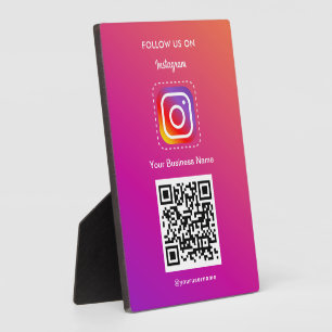 Placa Expositora Logotipo profesional de Instagram Síganme Código Q