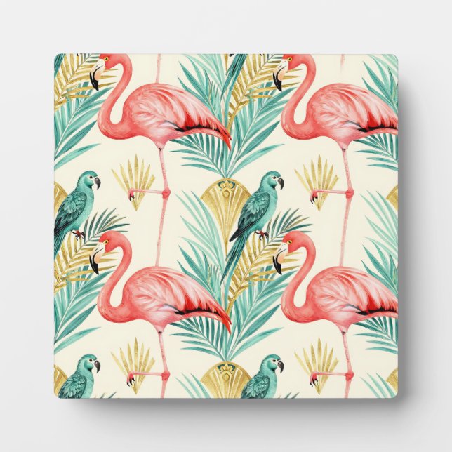 Placa Expositora Loro Flamingo Tropical Jungla (Frente)