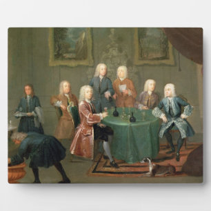 Placa Expositora Los hermanos Clarke con otros caballeros tomando W