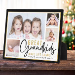 Placa Expositora Los nietos grandes abuelos citan la vida para la f<br><div class="desc">Un moderno regalo de collage de fotos para los abuelos con una frase sentimental "Los nietos hacen la vida grandiosa". Personalízate con 4 fotos y nombres de nietos para convertirlo en un regalo memorable para los Navidades el día de la madre,  el día de los abuelos y el cumpleaños.</div>