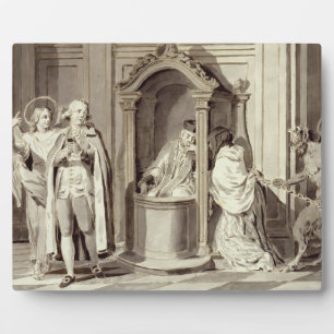 Placa Expositora Los siete sacrificios: Confesión, 1779 (pluma, mar