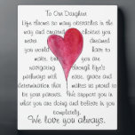 Placa Expositora love our daughter plaque with heart<br><div class="desc">an original quote from me with a watercolor heart showing your love for your daughter</div>