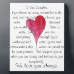 Placa Expositora love our daughter plaque with heart<br><div class="desc">an original quote from me with a watercolor heart showing your love for your daughter</div>