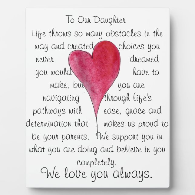 Placa Expositora love our daughter plaque with heart (Frente)