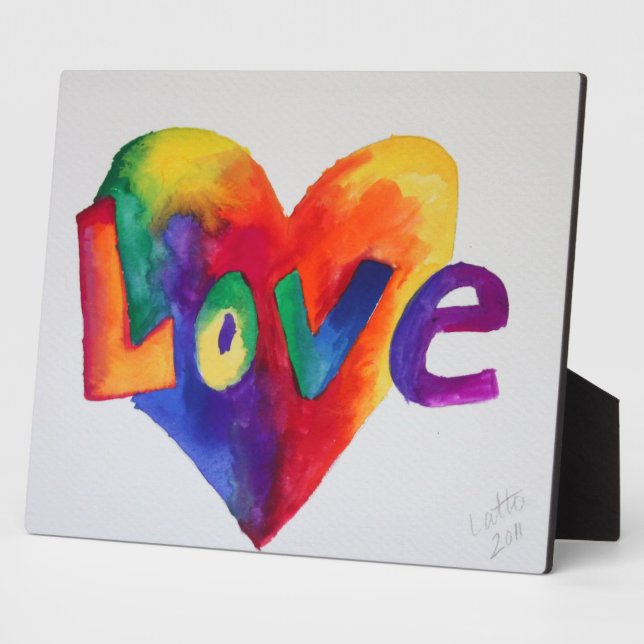 Placa Expositora Love Rainbow Heart Painting Poem Plaque (Lado)