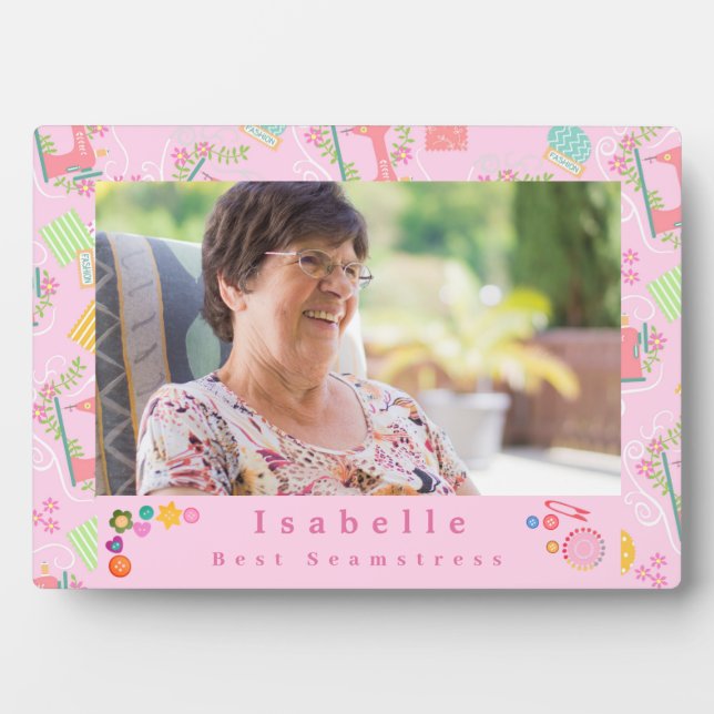 Placa Expositora Love Sewing Machine Photo Pink (Frente)