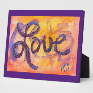 Placa Expositora Love Sunset Golden Glow Pintura Poema Plaque