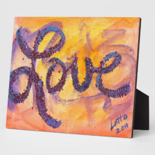 Placa Expositora Love Sunset Golden Glow Pintura Poema Plaque