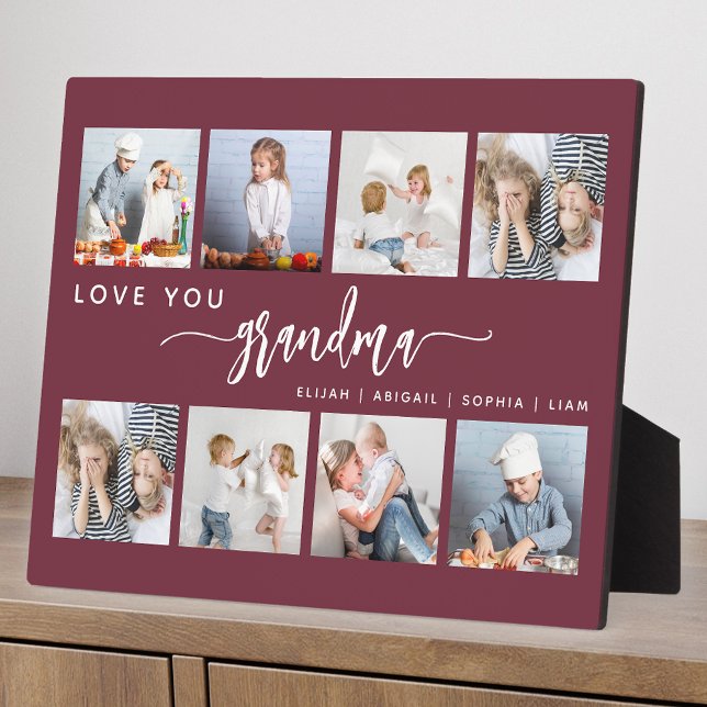 Placa Expositora Love You Grandma 8 Photo Collage Burgundy (Subido por el creador)