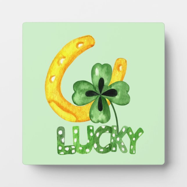Placa Expositora Lucky Shamrock & Horseshoe (Frente)
