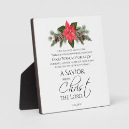 Placa Expositora Luke 2:10-11 Good Tidings Poinsettia Navidades